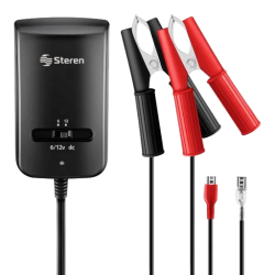 Cargador inteligente para baterías selladas de ácido-plomo, con caimanes