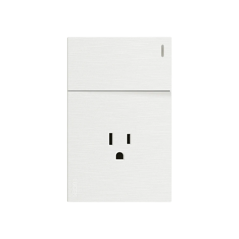 PLACA PLANA CON 1 INTERRUPTOR SENCILLO Y 1 CONTACTO DE 1.5 MÓDULOS  LUCEK FLAT