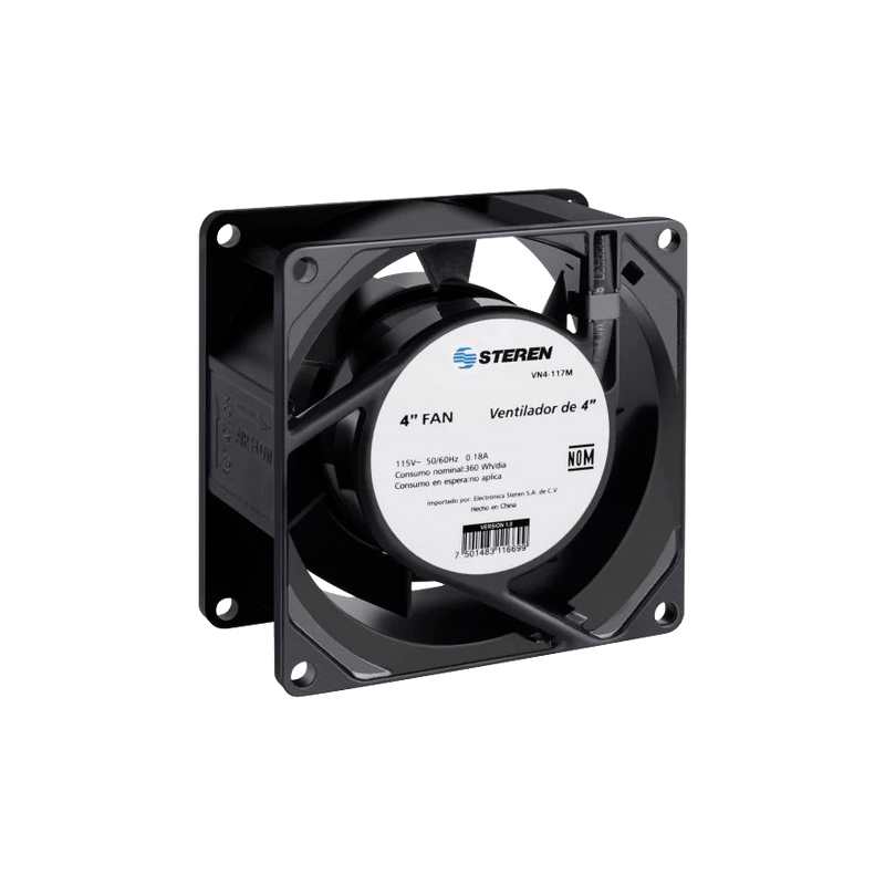Ventilador metálico de 4", 117 Vca Steren